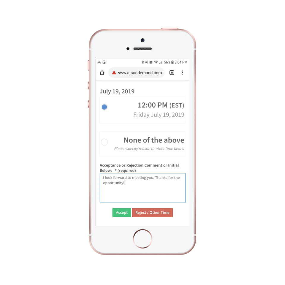 screenshot of ATS OnDemand